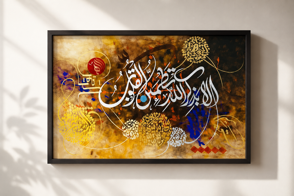 Golden Abstract Calligraphy Wall Art - Landscape